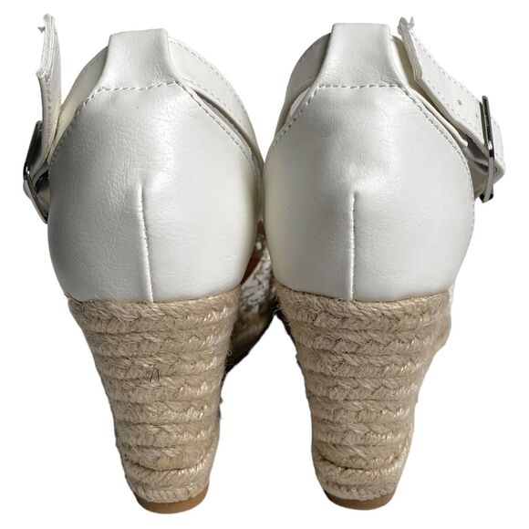 Journee Collection Espadrille Wedge Sandals Sierra White Jute Ankle Strap, Sz 10 - Picture 6 of 8